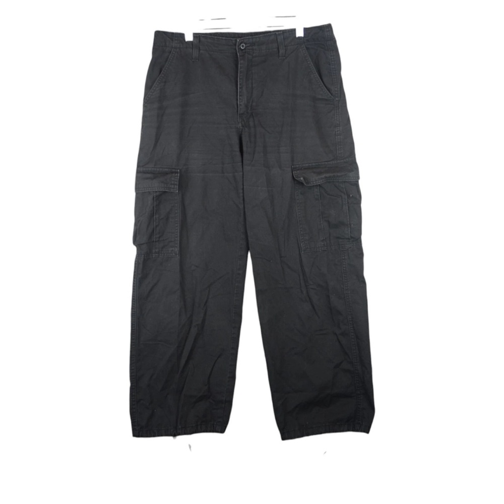 Levi's 94 Baggy Cargo Pants Black Women Adjustable Hem 100% Cotton Size 30x30